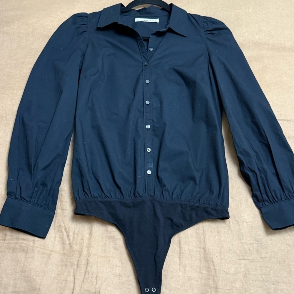 Abercrombie&Fitch Black Long Sleeve buttoned cotton Bodysuit